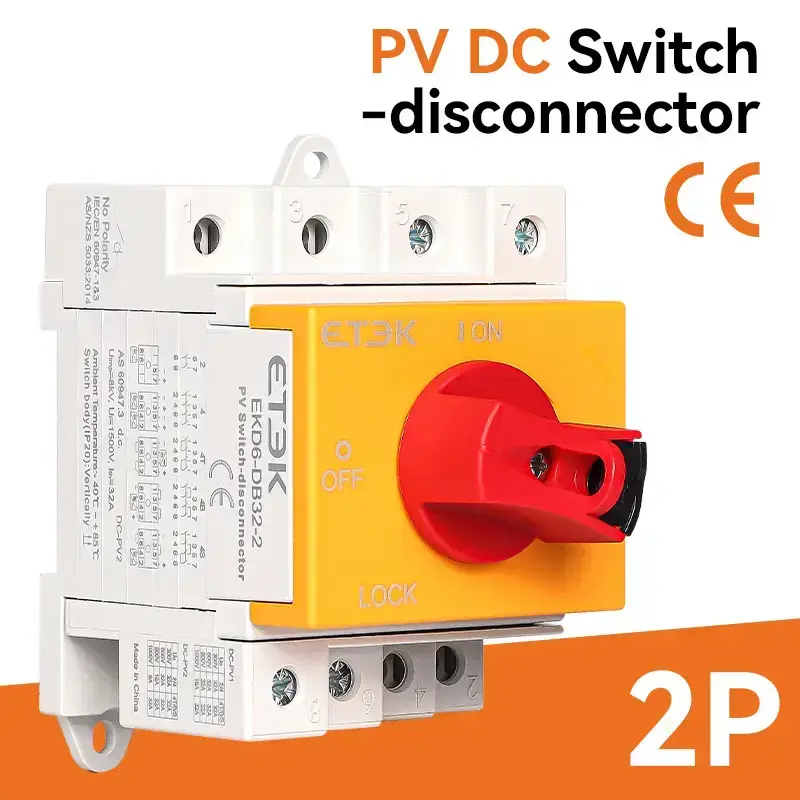 Isolateur DC Solaire 1000V 32A | Interrupteur sur Rail DIN avec Verrouillage de Securite
