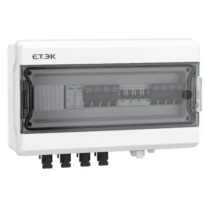Boîte de Jonction de Chaîne DC 1000V | 4 Entrées 1 Sortie avec Fusible DC + Parafoudre + Disjoncteur