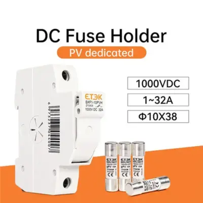 Porte-fusible Solaire sur Rail DIN | Bloc Fusible PV 1000VDC 32A pour 10x38mm