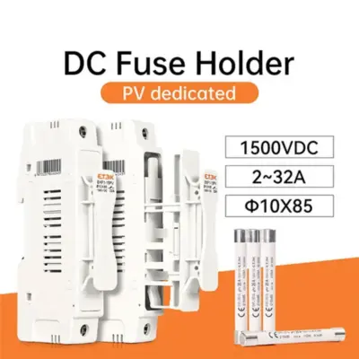 Porte-fusible Solaire 1500VDC | Montage sur Rail DIN 2-50A Base Fusible PV 10x85mm/14x85mm