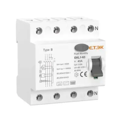 EKL1-63B Dispositif différentiel Type B | Protection contre courant résiduel 10kA